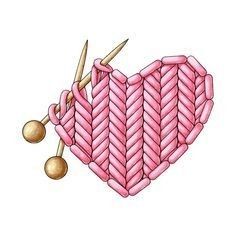 a heart shaped object with two knitting needles