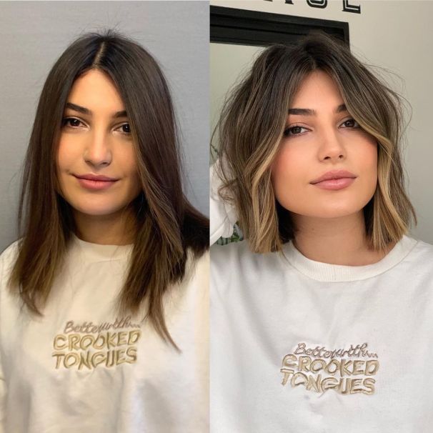 Sunkissed Blonde, Brunette Bob, Before After, Shoulder Length Hair, Length Hair, Balayage Hair, Shoulder Length, Fine Hair, Textured Hair