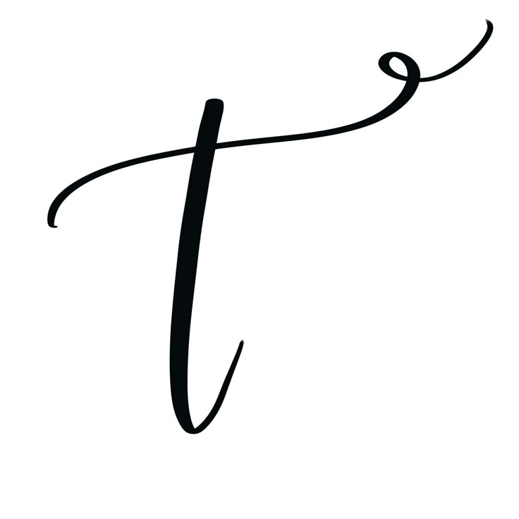 the letter t is written in cursive writing