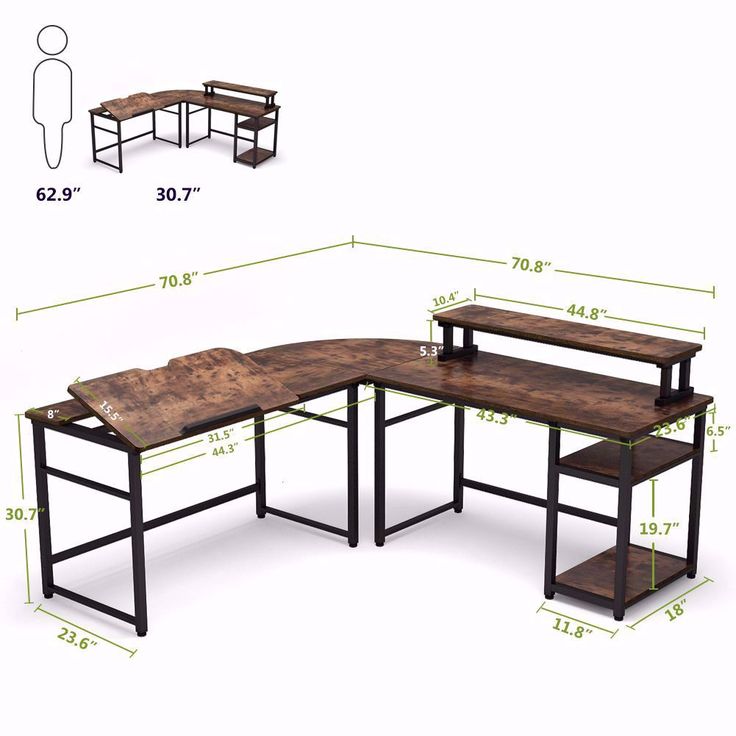 the table and bench are shown with measurements for each piece, including heights to fit