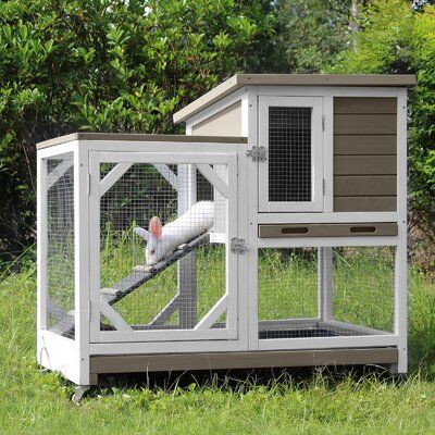 a large gray and white bird cage in the grass