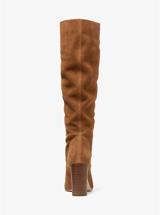 Leigh Suede Boot | Michael Kors Chic Mid-calf Heeled Boots Medium Width, Chic Wide Calf Knee-length Boots, Suede Mid-calf Boots For Fall, Elegant Mid-calf Spring Boots, Casual Suede Knee-high Boots With Wide Calf, Casual Suede Mid-calf Boots, Chic Knee-high Boots For Spring, Knee-length Boots For Spring Workwear, Spring Knee-length Boots For Work