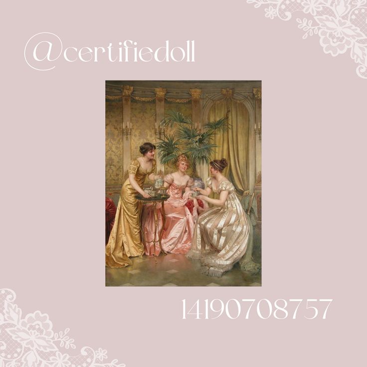 a painting of three women in formal dress