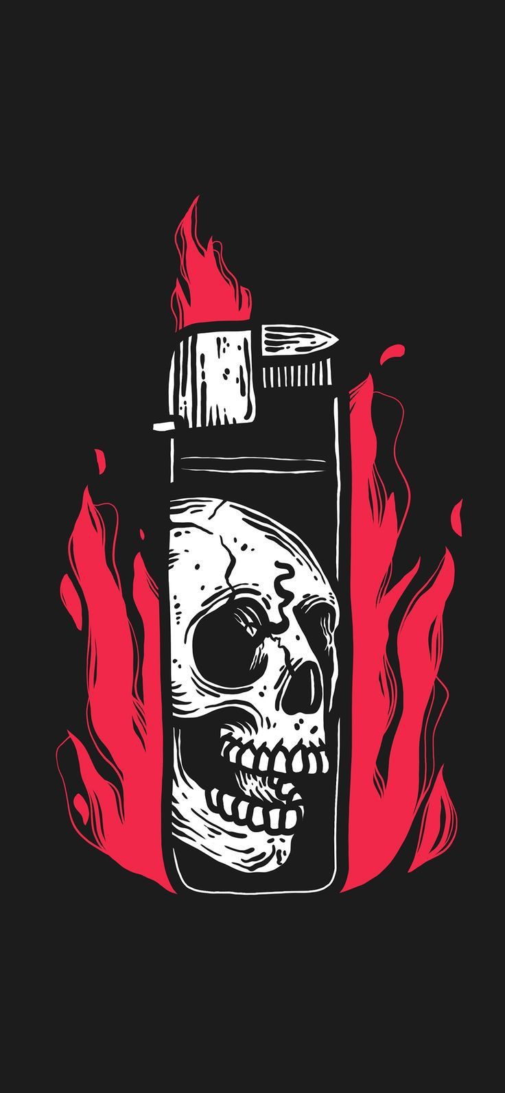 a lighter with a skull on it and flames around it, as if in the background