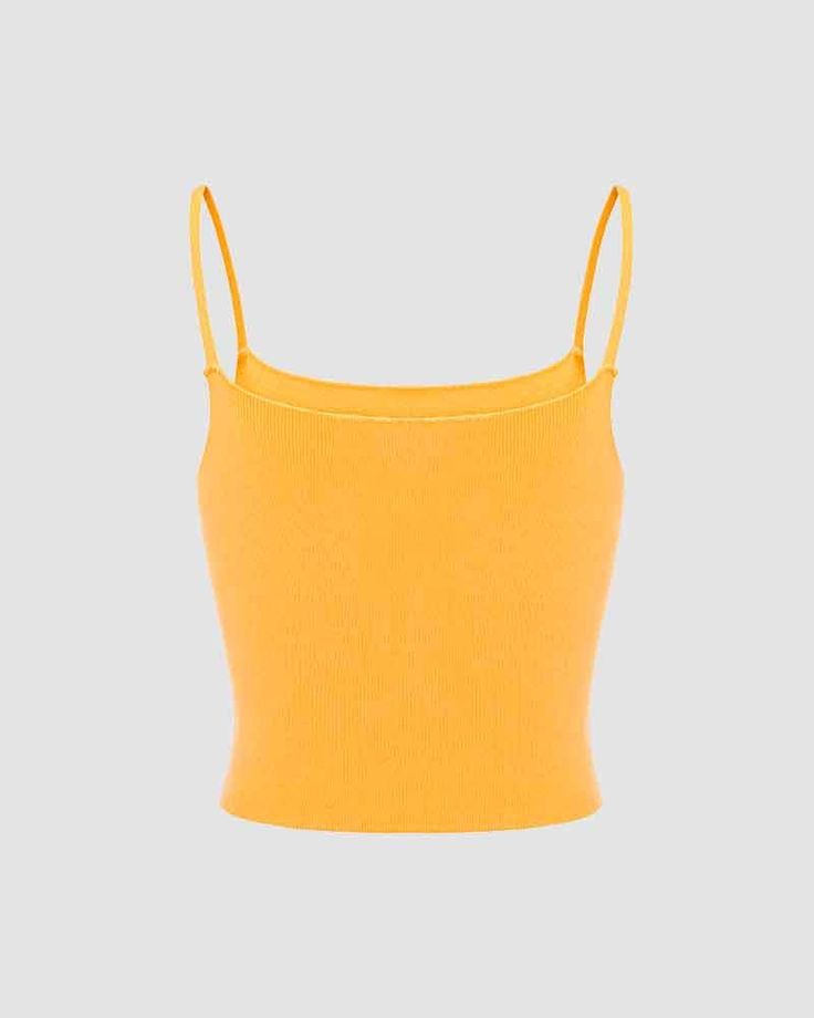 Details: Cami top with shoulder straps designTop Length: CroppedSleeve Length: SleevelessMaterials:95% Polyester + 5% Spandex Trendy Tank Strapped Vest Top, Trendy Tank Strap Vest Top, Trendy Tank Vest Top, Solid Tank Tops With Built-in Bra, Yellow Crop Top With Built-in Bra, Trendy Tops With Built-in Bra And Tank Straps, Yellow Tank Top With Built-in Bra For Summer, Yellow Sleeveless Crop Top With Built-in Bra, Solid Color Tank Top With Seamless Construction