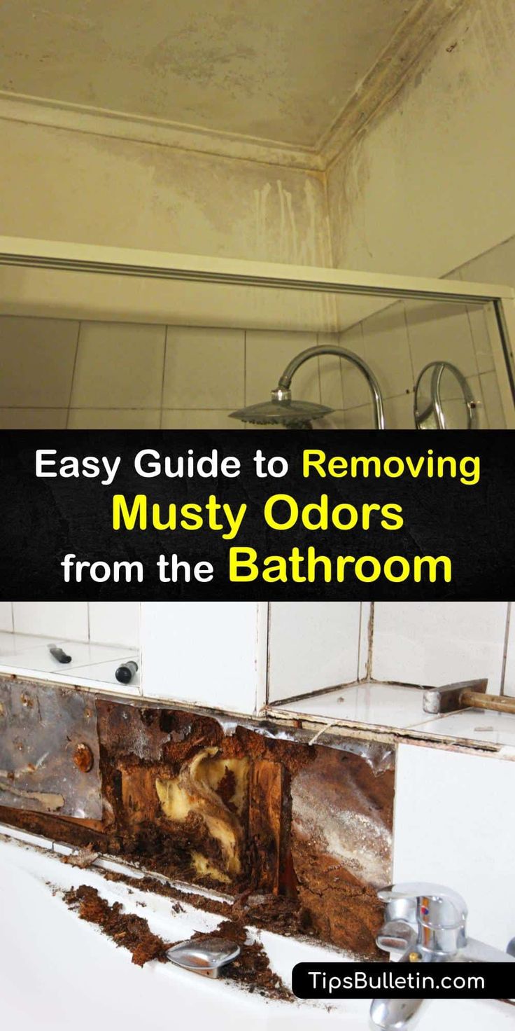 a bathroom with the words easy guide to removing musty odors from the bathroom