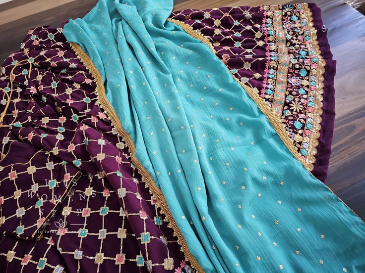 Lehenga And Blouse Fabric - Georgette SequinsDupatta Fabric - Chinon Turquoise Geen ShadeBlouse Size 34 Expandable upto 40 For Blouse size 32 alteration can be done on request.Sleeves Length - ElbowPadded - NoIf needed lehenga measurement, please message me in advance before purchasing. Turquoise Sharara With Dupatta Traditional Drape, Traditional Turquoise Sharara With Dupatta, Designer Turquoise Saree Sets, Bollywood Turquoise Saree Set, Designer Turquoise Lehenga With Dupatta, Semi-stitched Turquoise Sets With Dupatta, Turquoise Sharara With Zari Work, Turquoise Georgette Dupatta For Wedding, Designer Wear Turquoise Choli With Dupatta