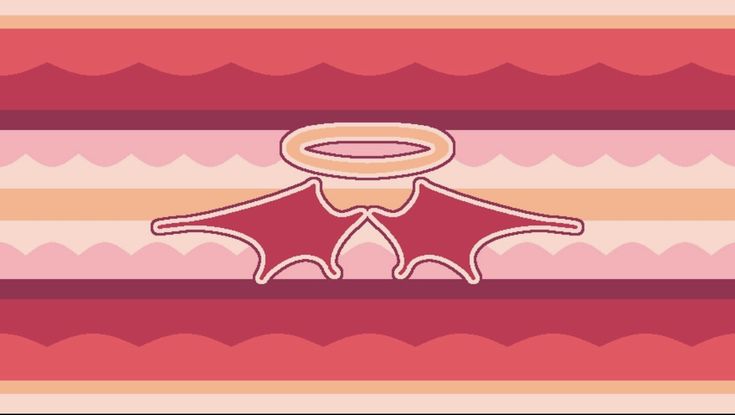 an image of a bat in the middle of a striped background with pink, orange and red colors