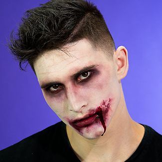 Halloween Makeup For Vampires, Zombie Make Up Men, Vampire Makeup For Boys, Boys Vampire Makeup, Boys Zombie Makeup, Zombie Makeup Halloween Men, Mens Zombie Makeup, Vampire Makeup Looks Men, Vampire Man Makeup