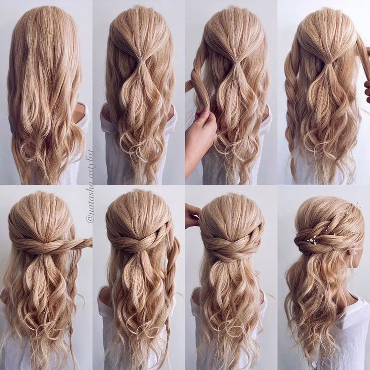 Kelowna | Bridal Hairstylist + Educator | P I C T O R I A L . . // another half up half down hairstyle Step- by- step 1. Start with the hair down 2. Section of the crown area… | Instagram Half And Half Wedding Hair, Bridal Princess Hair, Half Up Half Down Hair Step By Step, Half Updo Curly Hair, Half Up Tutorial, Half Up Hair Do, Side Up Hairstyles, Wavy Or Curly Hair, Bridal Hairstylist