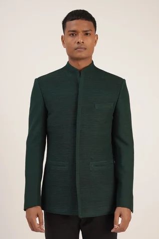 Shop for Dhruv Vaish Green Silk Pintuck High Neck Bandhgala for Men Online at Aza Fashions Bandhgala For Men, Luxury Sale, Bottle Green, Fabric Silk, Green Silk, Pin Tucks, Not For Sale, Festival Wear, High Collar