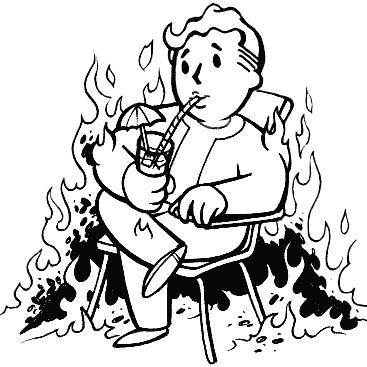 a black and white drawing of a man sitting on a chair in front of a fire