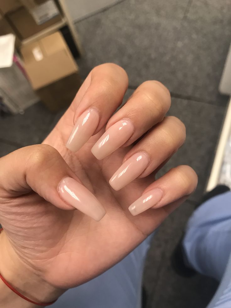 Acrylic Nails Light Colors, Neutral Nail Designs Coffin, Acrylic Nails Nude Colors, Nails Cream Color, Put It In Neutral Nails, Light Nude Nails, Light Pink Coffin Nails, Coffin Shape Acrylic Nails, Acrylic Nails With Gel Polish