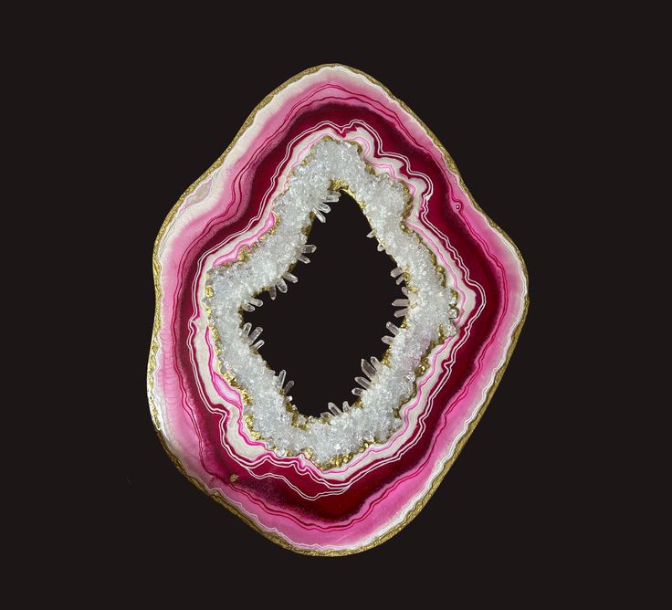 a piece of art that looks like it is made out of pink and white agate