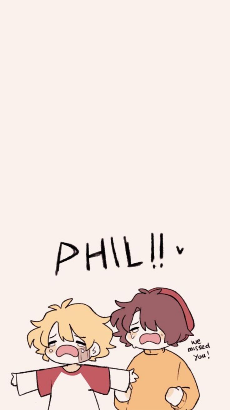 two people standing next to each other with the words phil above them