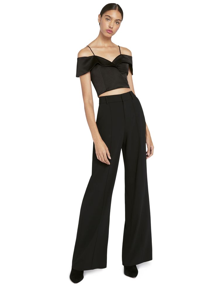 Proof that comfy and cool can co-exist, these wide-leg trousers make a statement, while keeping things totally polished. alice + olivia Dylan High Waisted Wide Leg Pant in Black, Size 00 Modern Wide Leg Pants For Summer Formal Events, Modern Formal Wide Leg Pants For Summer, Modern Wide Leg Pants For Summer Formal Occasions, Modern Trousers For Party, Modern Party Trousers, Chic High-waisted Wide Leg Pants For Night Out, Chic Wide Leg Pants For Evening, Chic Wide Leg Evening Pants, Chic Wide Leg Dress Pants For Night Out