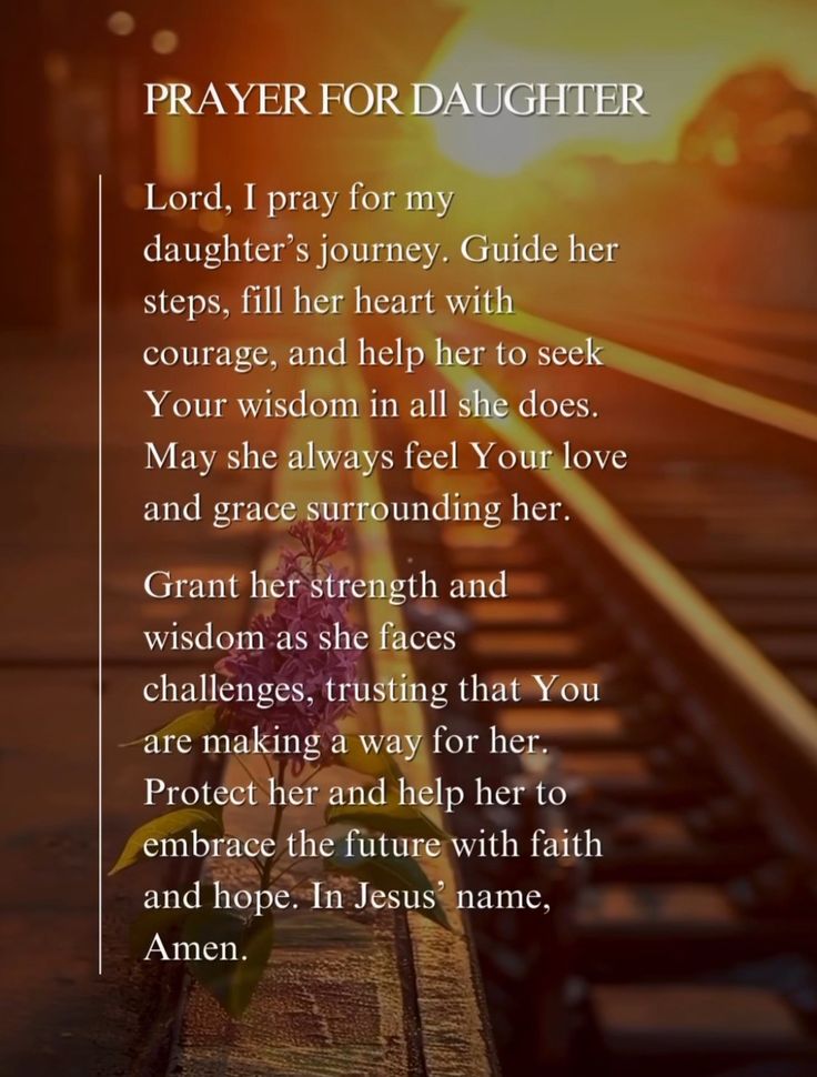 a poem written in front of train tracks with the words prayer for daughter on it