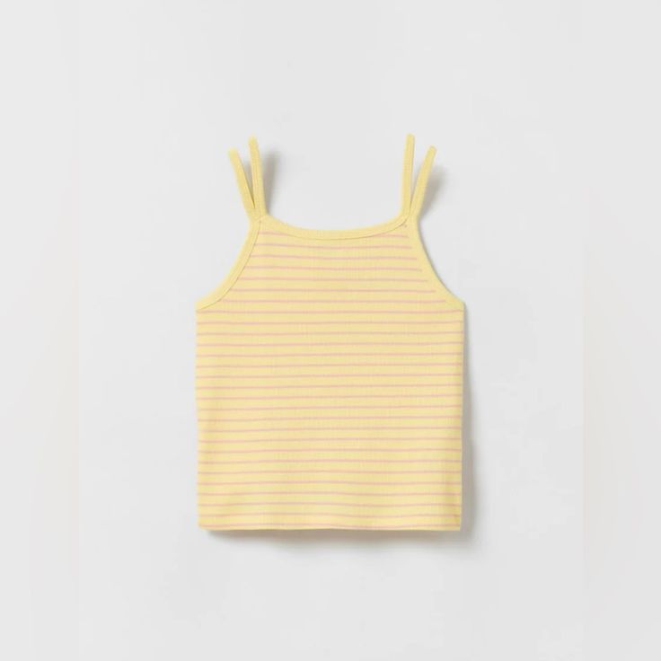 Adorable Double Strap Tank Top From Zara. 96% Cotton/ 4% Elastane. Nwt Strap Tank Top, Tank Top Straps, Zara Shirt, Tanktop Girl, Ribbed Tank Top, Plain Tops, Popular Outfits, Cropped Denim Jacket, Tank Girl