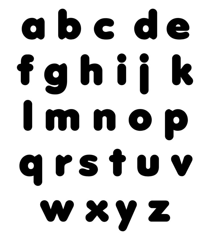 the alphabet is black and white with letters in different styles, including one for each letter