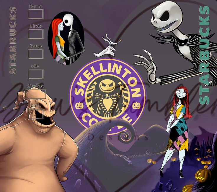 cartoon characters are depicted in this image with caption for the skeletoninion cafe