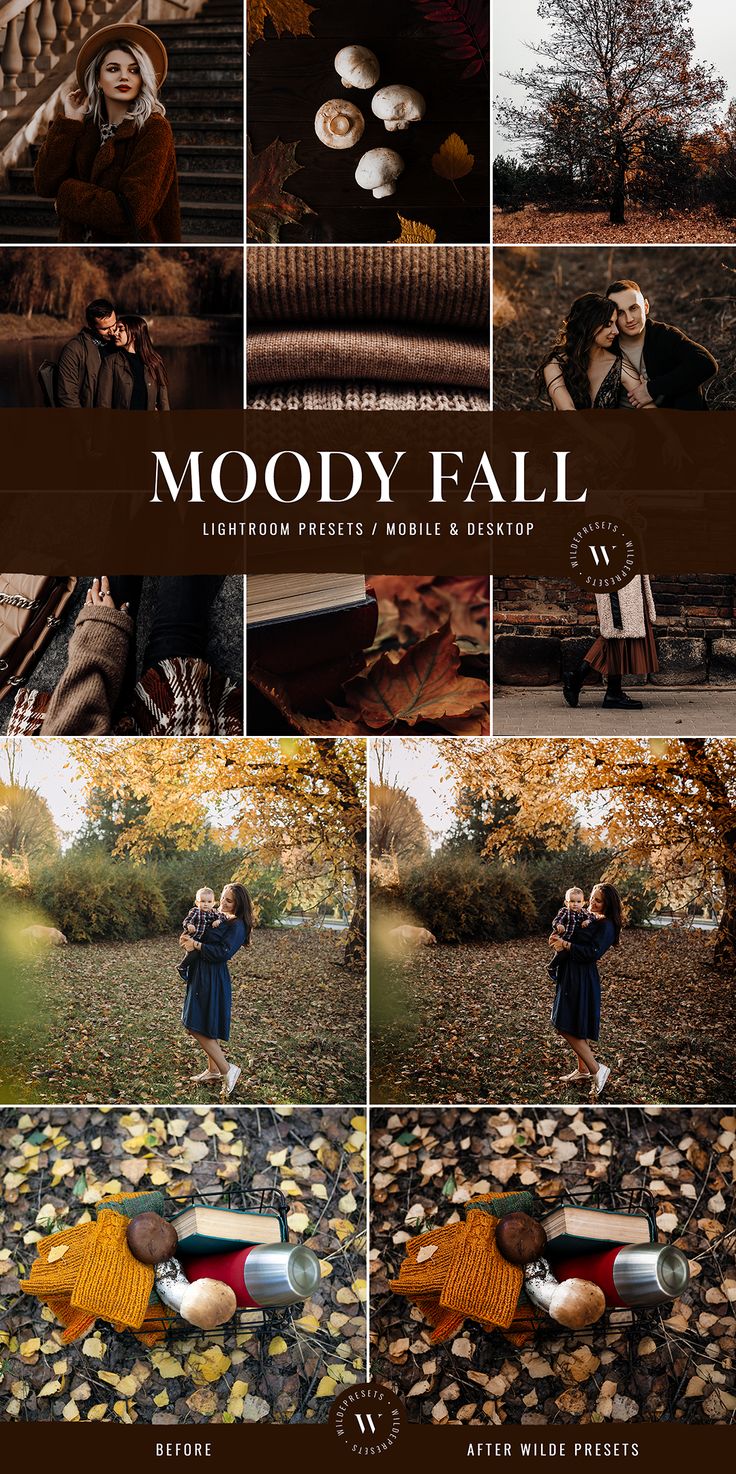 a series of photoshopped images with the words moody fall