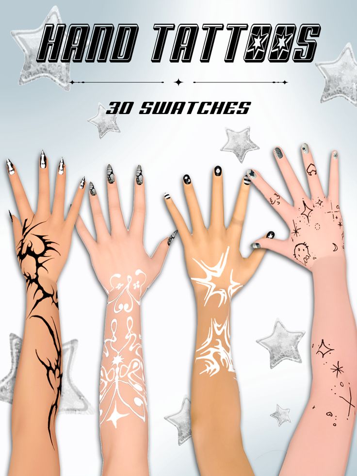 hands with tattoos and stars on them