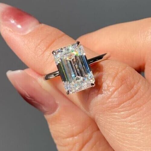 (eBay) Find many great new & used options and get the best deals for 3.79 CTW Emerald Cut Moissanite Solitaire Engagement Ring 14k White Gold Plated at the best online prices at eBay! Free shipping for many products! White Gold Emerald Cut Engagement Ring, Emerald Cut Moissanite Diamond White Ring, White Gold Emerald Engagement Ring, Sterling Silver Solitaire Wedding Ring Emerald Cut, Emerald-cut Moissanite Diamond White Ring, Silver Emerald-cut Ring With Single Cut Diamonds, Silver 14k White Gold Diamond Ring, Emerald Cut, Gold Emerald Cut Engagement Ring, Engament Rings