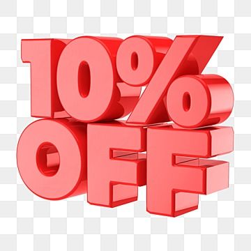 an image of a red sale sign with the words 10 % off on it, transparent background