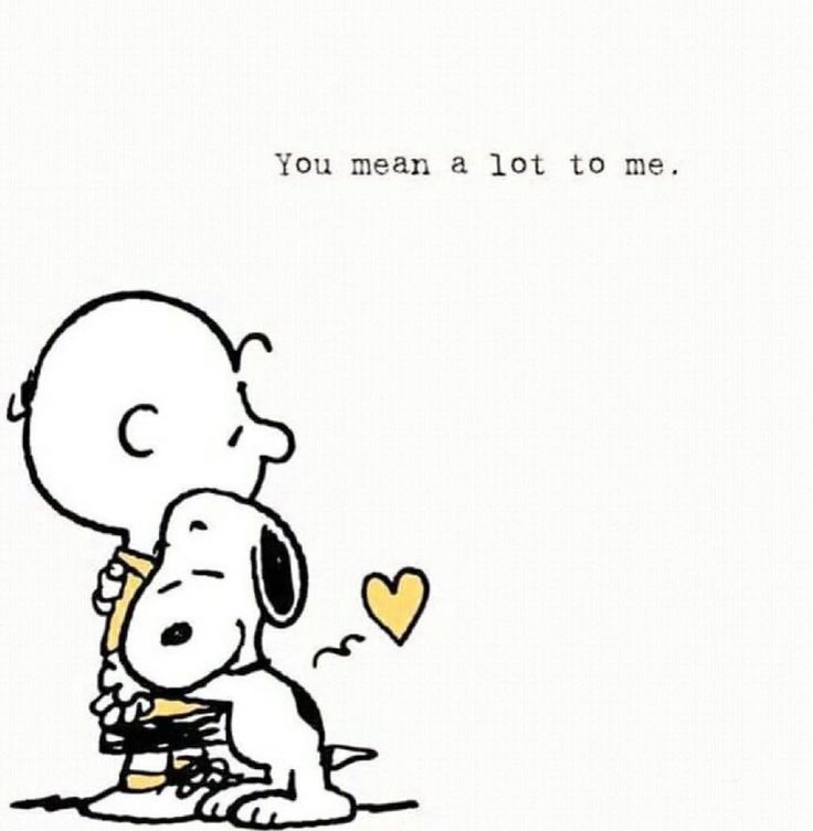 a drawing of a person hugging a dog with a heart on its chest and the words, you mean a lot to me