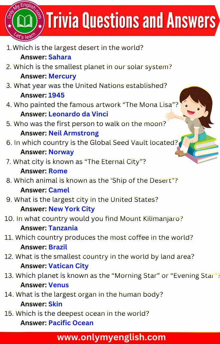 the trivia questions and answers for children to use in their own language book, which is