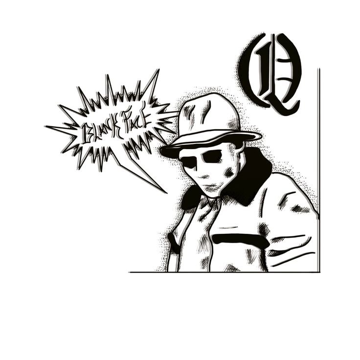 a drawing of a man in a hat and sunglasses talking on a cell phone with an ef bubble above his head