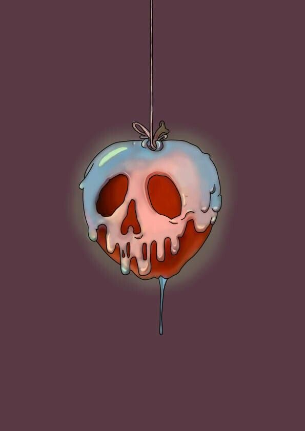 a skull ornament hanging from a string on a purple background with red and white paint