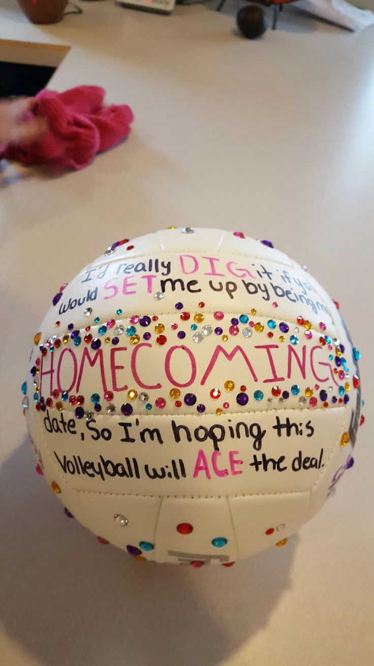 a decorated volleyball sitting on top of a table