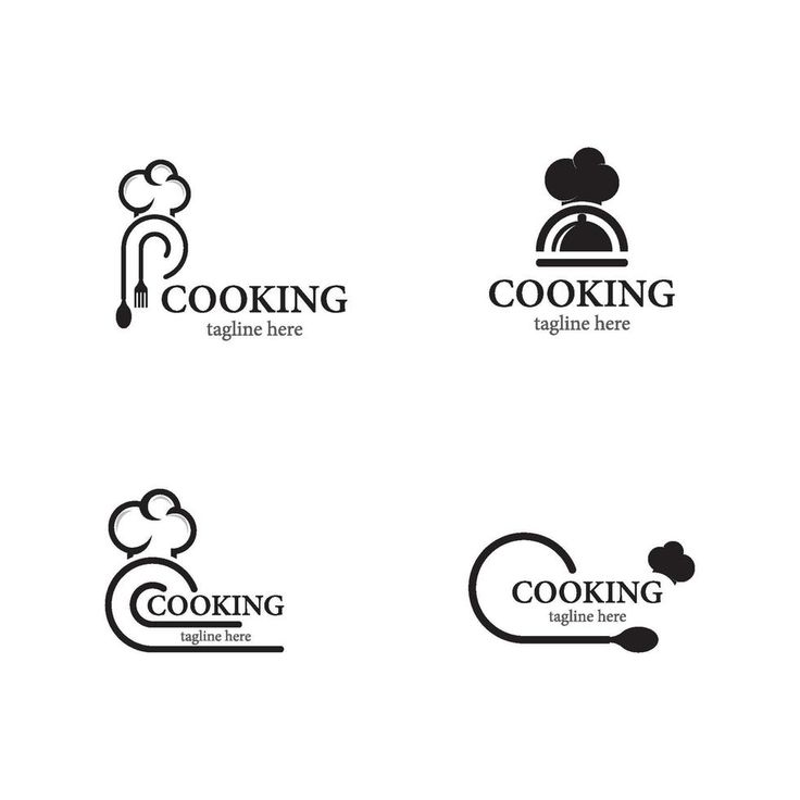 four different logos for cooking, including the chef