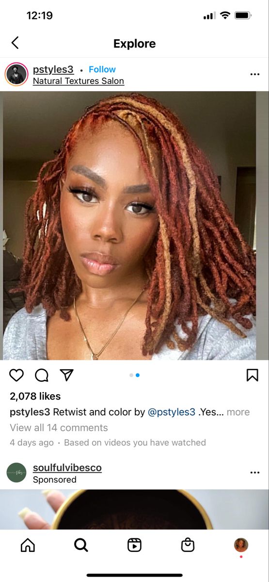 Loc Colour Ideas, Locs Fall Colors, Fall Loc Colors Black Women, Loc Hair Colors Black Women, Fall Locs Color, Fall Hair Color Locs, Color On Locs Black Women, Fall Loc Hair Colors, Strawberry Blonde Locs Black Women