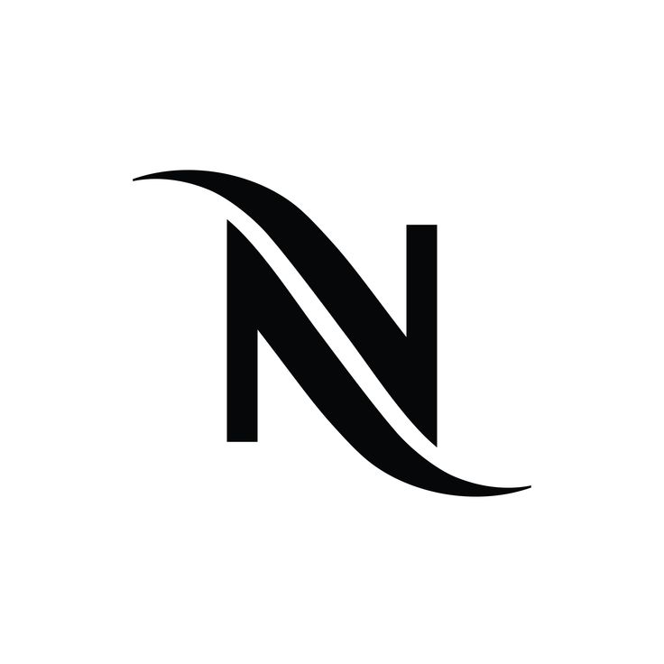 the letter n is made up of two wavy lines and has black letters on it