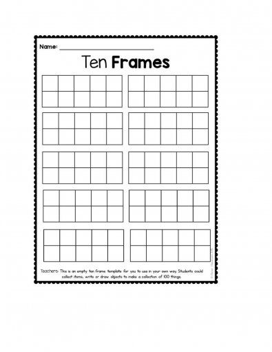 the ten frames worksheet is shown in black and white