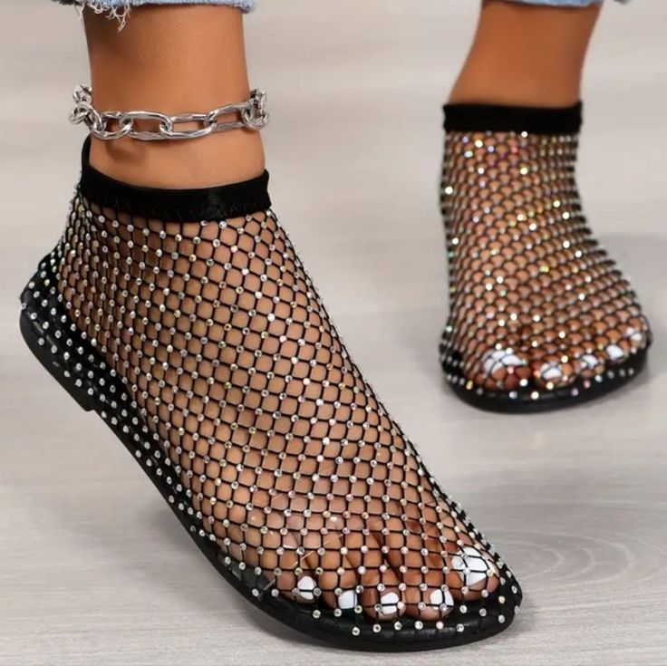 Sheer Mesh Rhinestone Sparkling Sandals Sparkling Sandals, Sparkle Sandals, African Wedding Attire, African Wedding, Wedding Attire, Black Silver, Fashion Shoes, Sparkle, Mesh