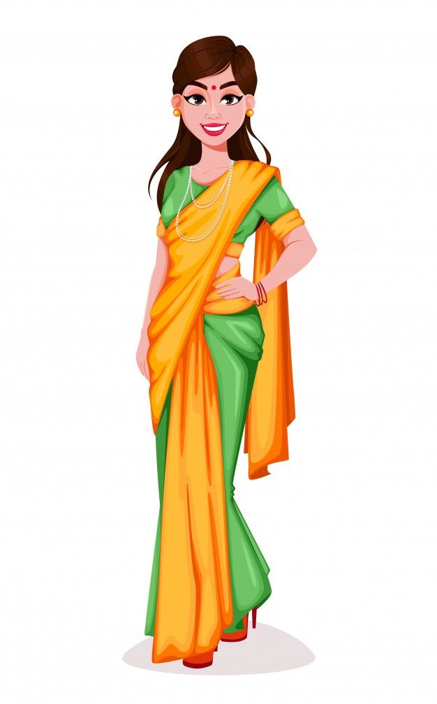 a woman in a green and yellow sari standing with her hands on her hips