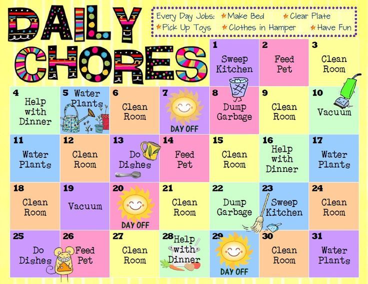 the daily chores chart for babies and toddlers