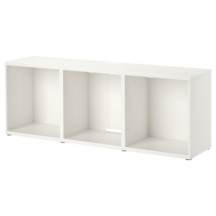 a white shelf with three shelves on each side and one door open to reveal the contents