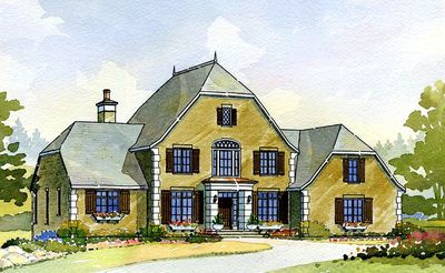 this is an artist's rendering of the front elevation of these european house plans