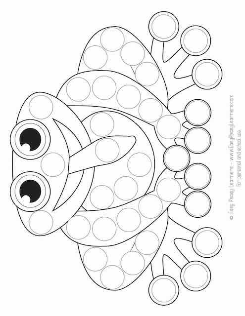 a cartoon fish with big eyes coloring page