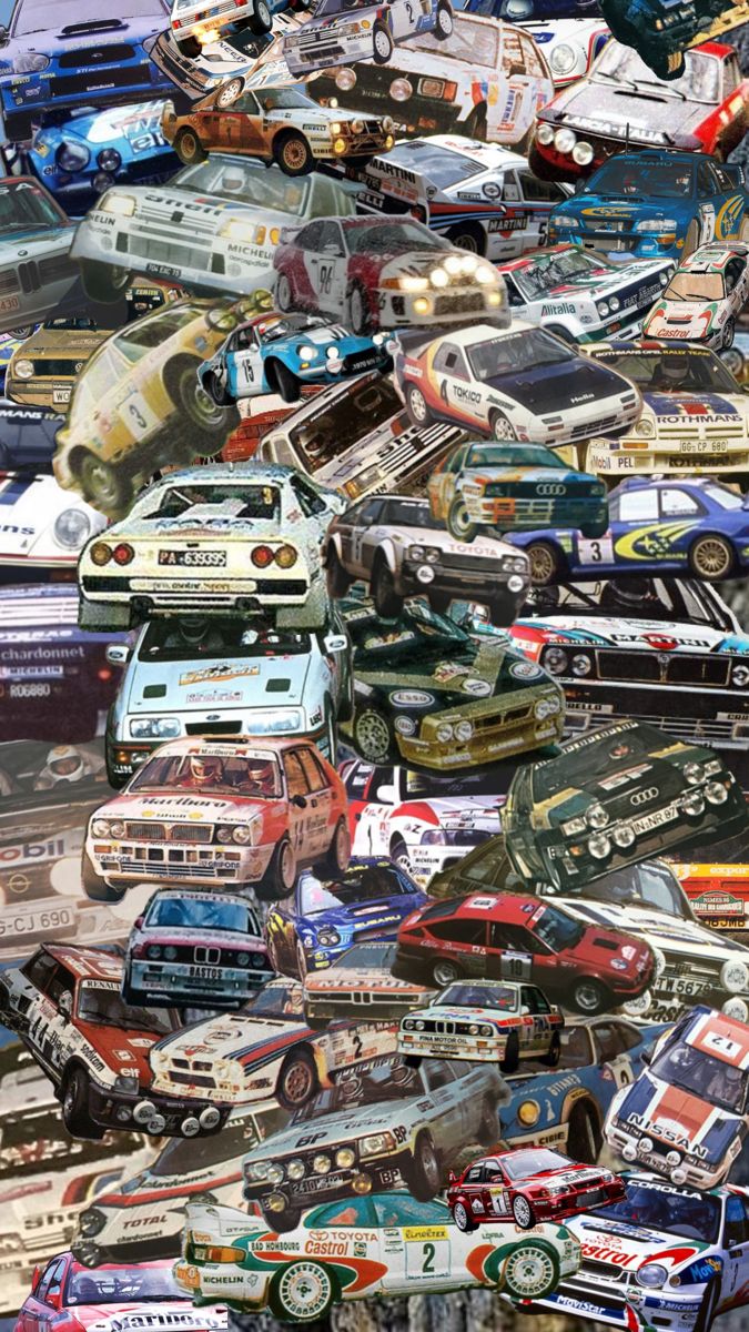 a large amount of cars are stacked up together on top of each other in this collage