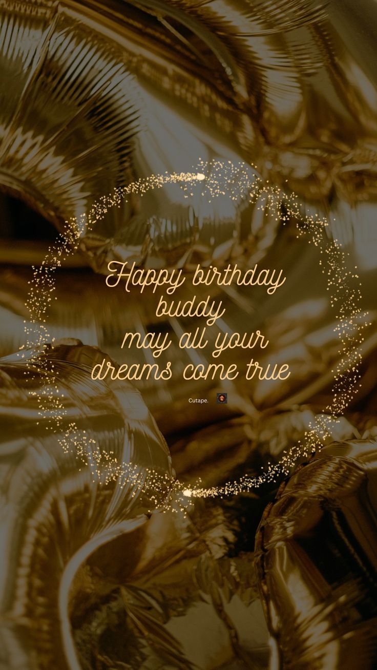 a gold foil background with the words happy birthday