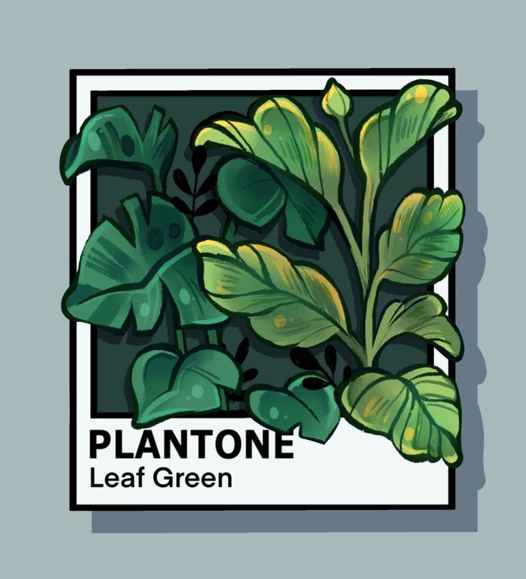 a plant with green leaves and the words pantone leaf green