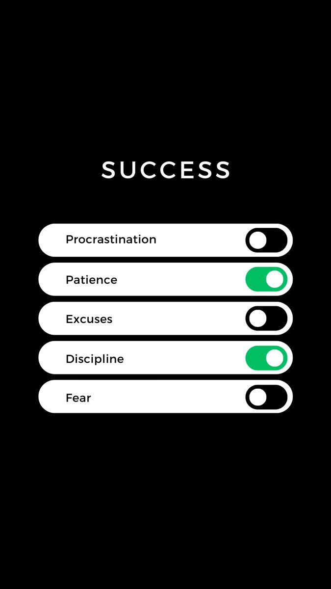 the words success are displayed in green and white on a black background with four different colors