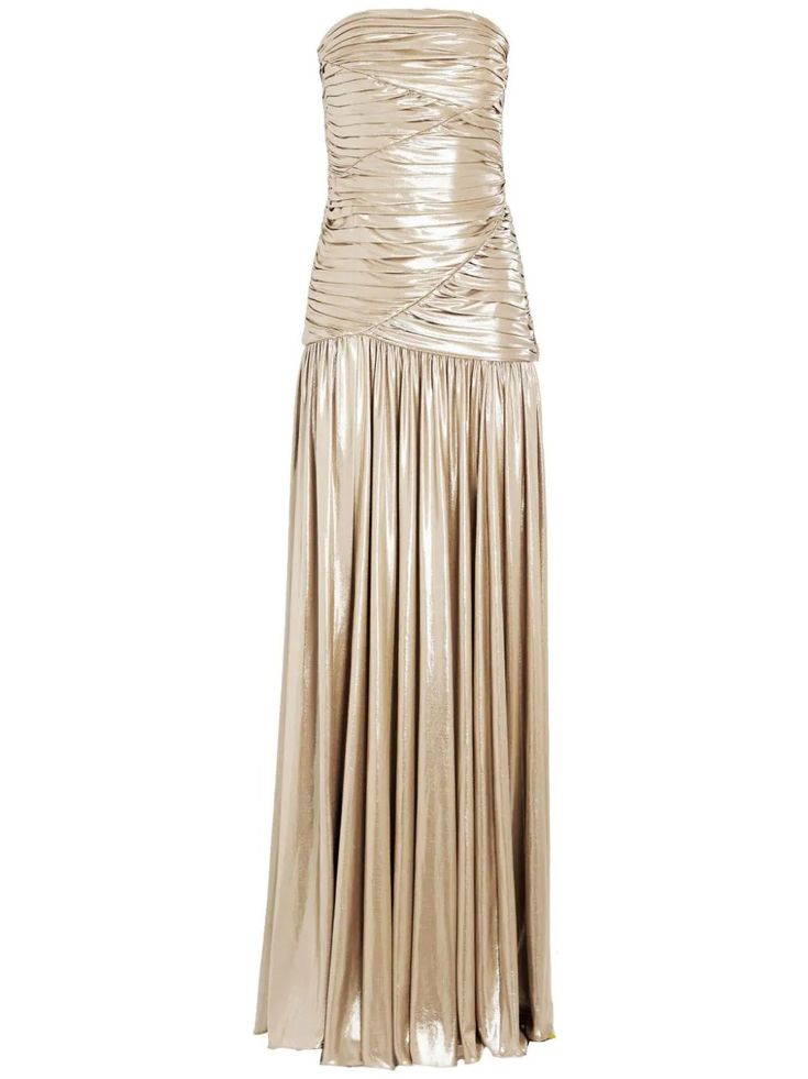 Retrofete Josie Bandeau Maxi Dress - Farfetch Cute Dresses For Dances, Champagne Color Dress, Gold Formal Dress, White Gold Dress, Gold Maxi Dress, Bandeau Maxi Dress, Simply Dresses, Pretty Prom Dresses, Special Dresses