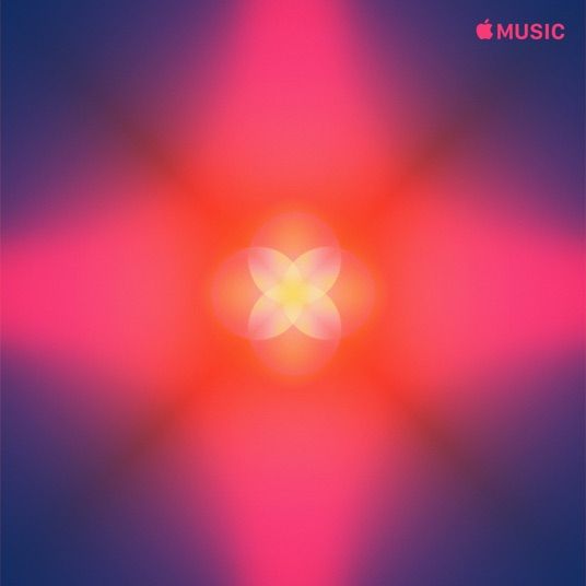 an orange and pink abstract background with the words music on it in front of them