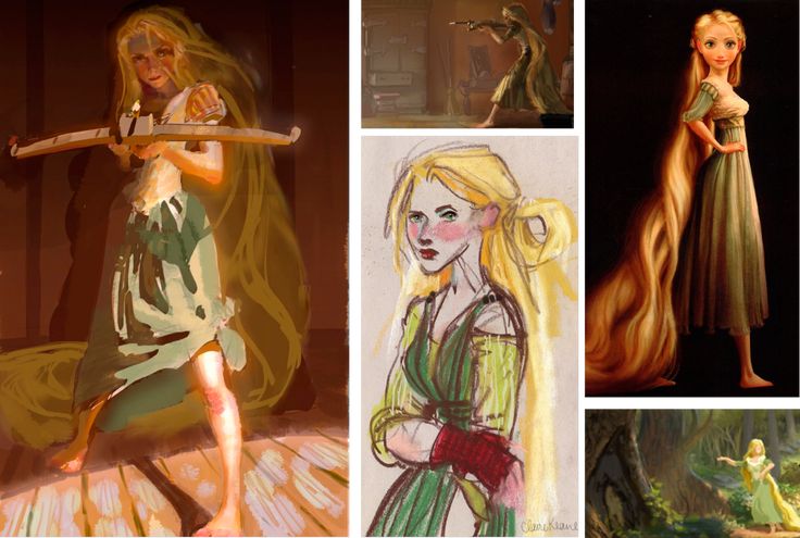 several pictures of the same woman in different outfits, one with long blonde hair and one with green eyes